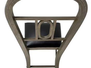 Two French Art Deco Side Chairs with Black Leather Seats, 1930s